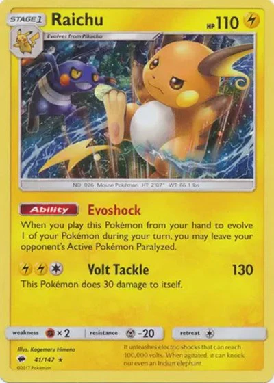 BLE: Raichu - 41/147 (Cosmos Holo) (Holofoil)