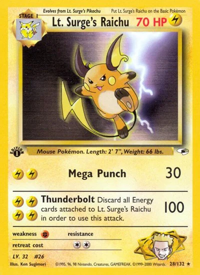 G1: Lt. Surge's Raichu (1st Edition)