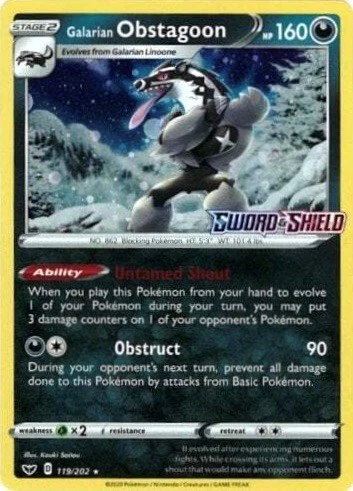MCAP: Galarian Obstagoon - 119/202 (Cosmos Holo) (Holofoil)