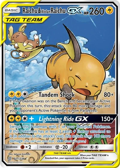 SM11: Raichu & Alolan Raichu GX (Alternate Full Art) (Holofoil)