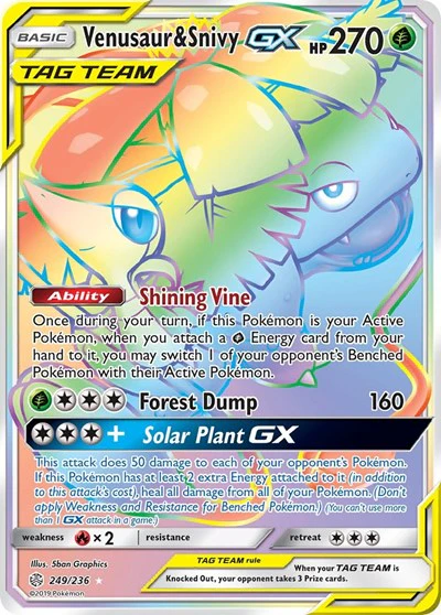 SM12: Venusaur & Snivy GX (Secret) (Holofoil)
