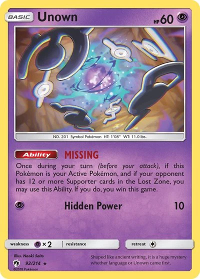 SM8: Unown (92) (Reverse Holofoil)