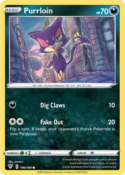 SWSH03: Purrloin (Reverse Holofoil)
